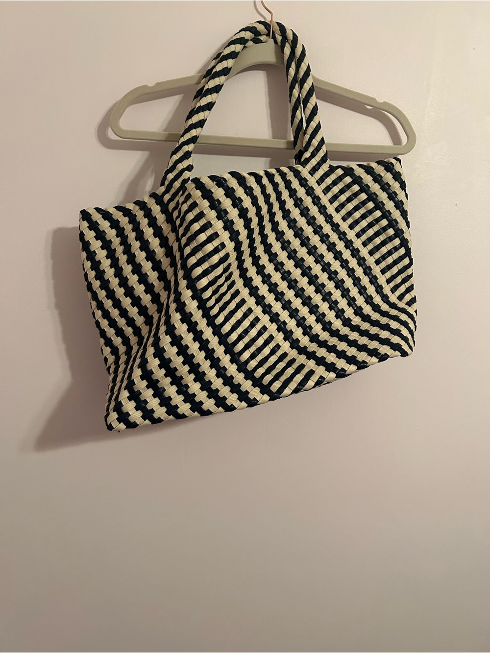 Modern Lux Black & White Woven Stripe Tote